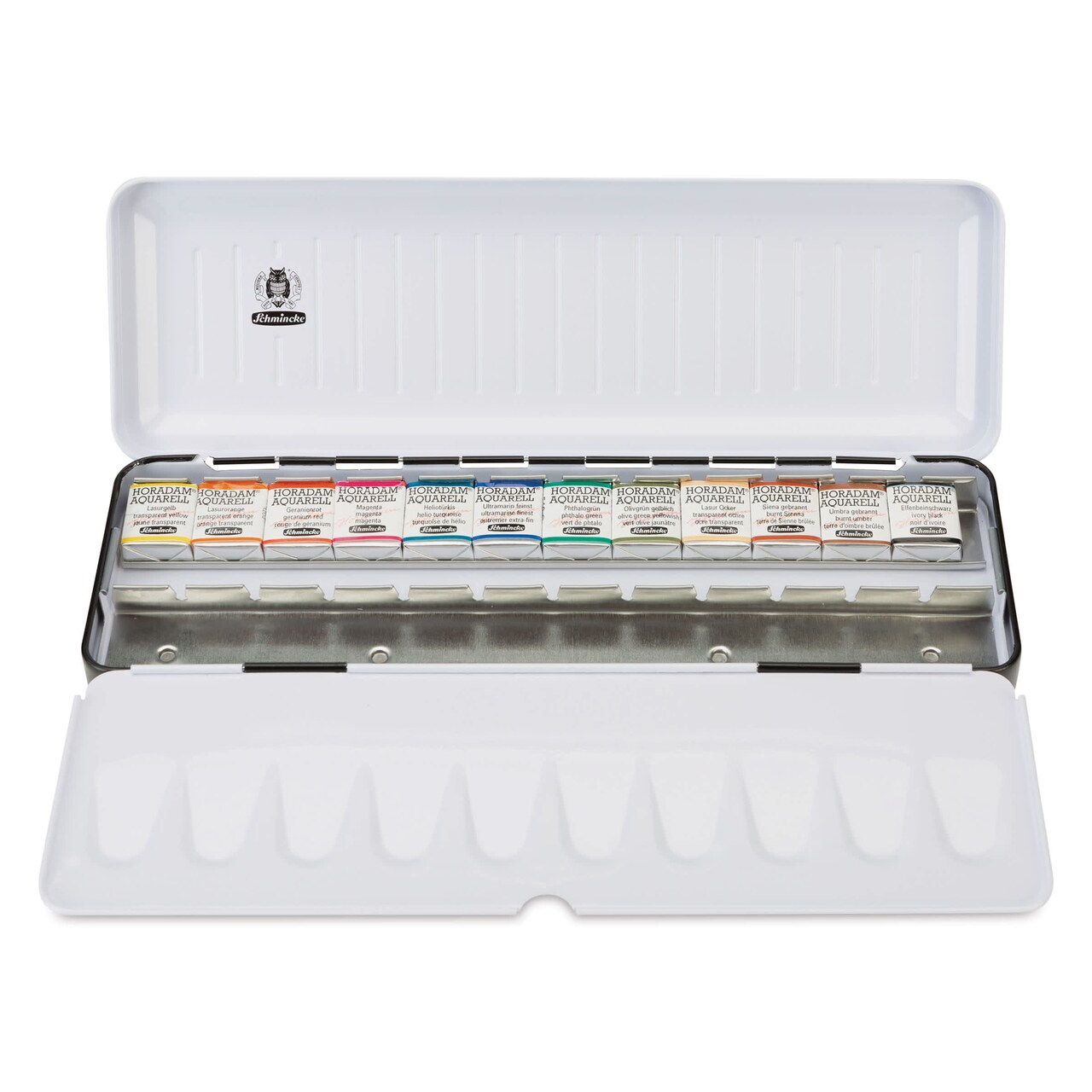 Schmincke Horadam Aquarell Artist Watercolor - Set of 12, Special Black Metal Box, Assorted, Half Pans